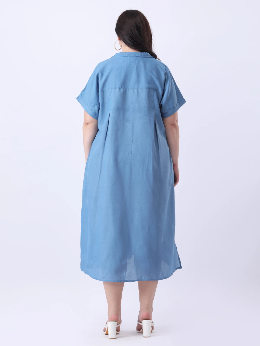 Heather blue cotton slub oversize dress