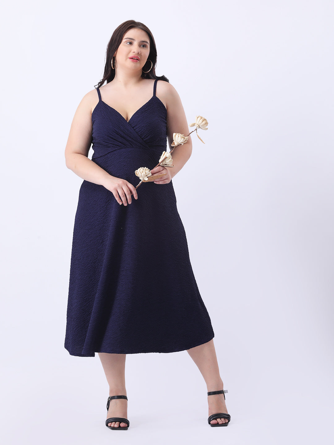 Navy lycra midi dress