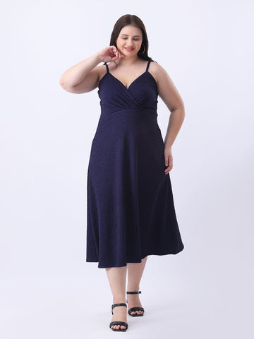 Navy lycra midi dress