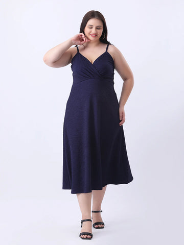 Navy lycra midi dress