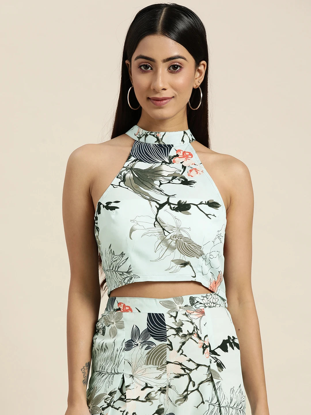 Blue floral crop top