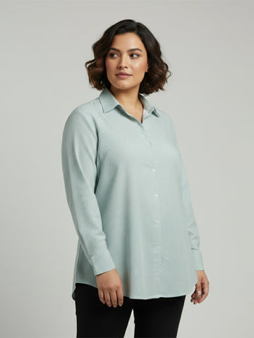 Teal stripe cotton shirt