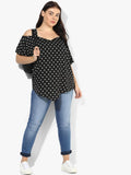 Qurvii Women Black Polka Dot Print Top - Qurvii India