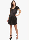 Qurvii Black satin dress - Qurvii India
