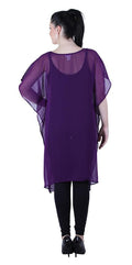 Qurvii Embelished neck and hem purple kaftan - Qurvii India