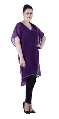 Qurvii Embelished neck and hem purple kaftan - Qurvii India