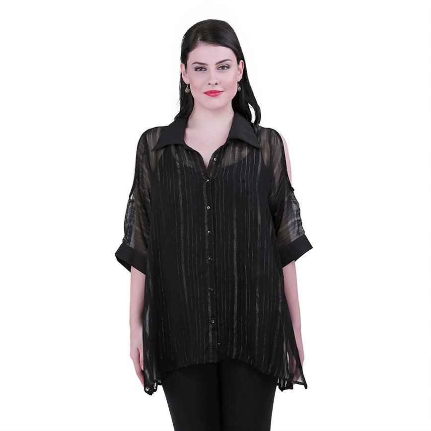 Qurvii Cold shoulder sheer shirt - Qurvii India