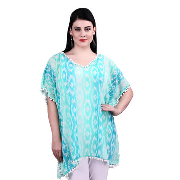 Qurvii Mint green short shaded kaftan - Qurvii India