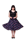 Qurvii Navy jersey flared skirt - Qurvii India