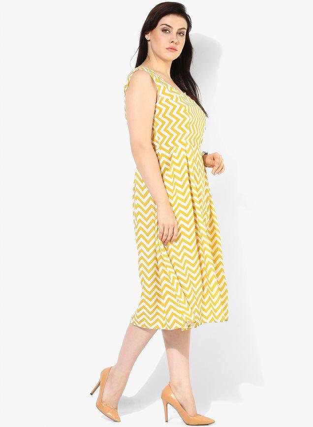 Qurvii Zigzag pattern print dress - Qurvii India