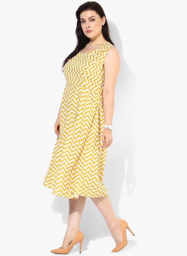 Qurvii Zigzag pattern print dress - Qurvii India