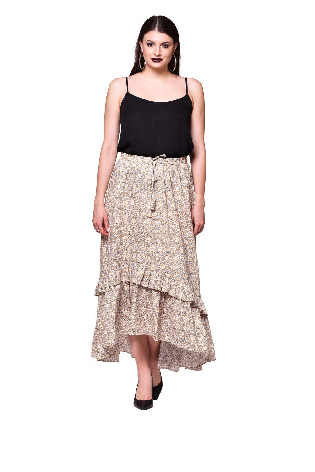 Qurvii Mustard frill cotton skirt - Qurvii India