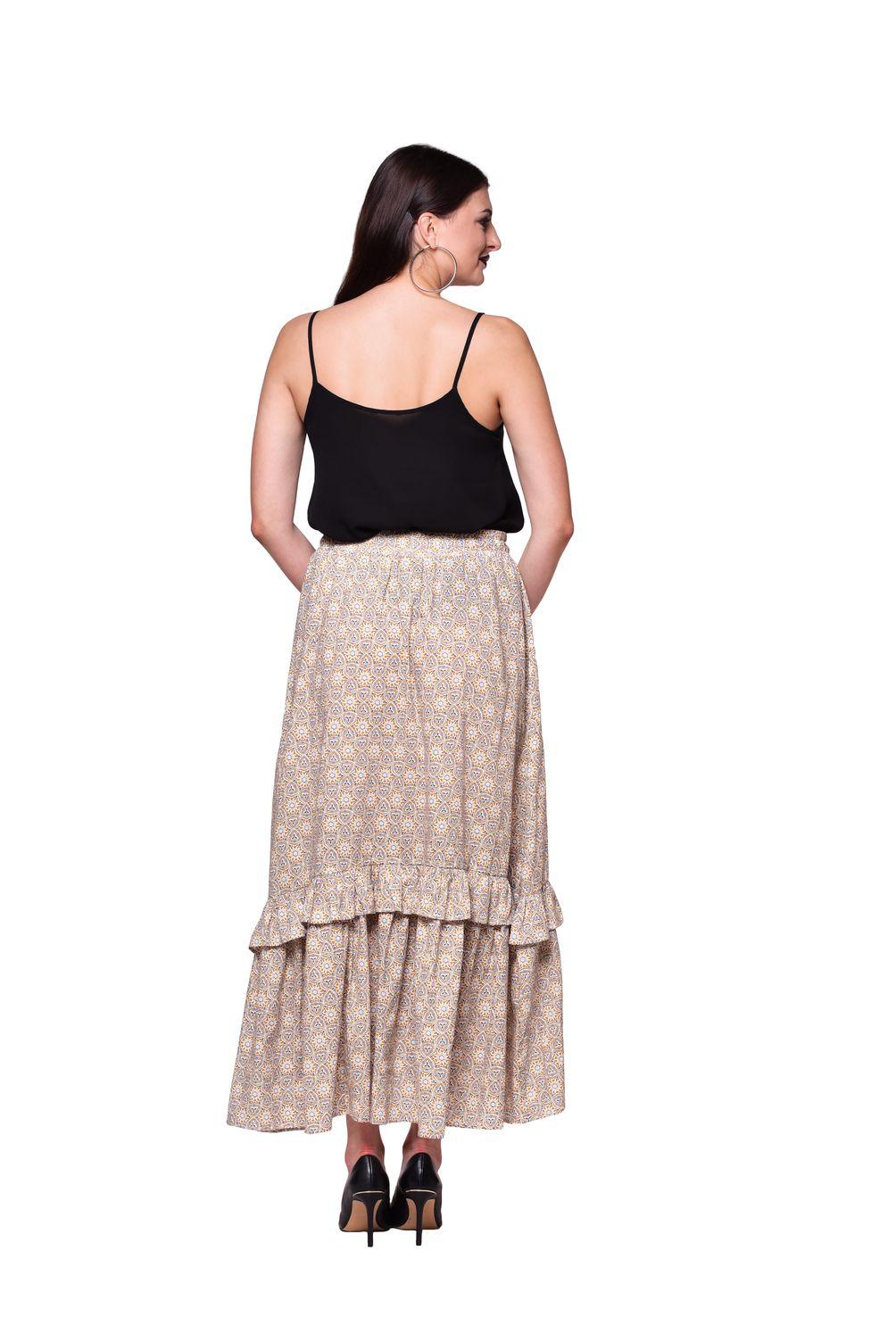 Qurvii Mustard frill cotton skirt - Qurvii India