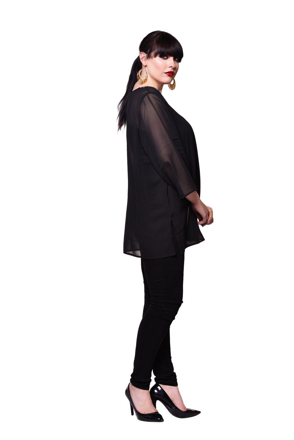 Qurvii Black sheer tunic - Qurvii India