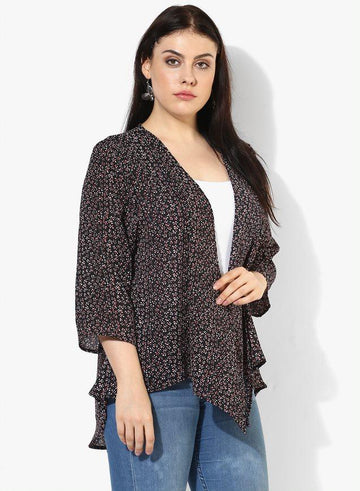 Qurvii Mosscrepe floral shrug - Qurvii India