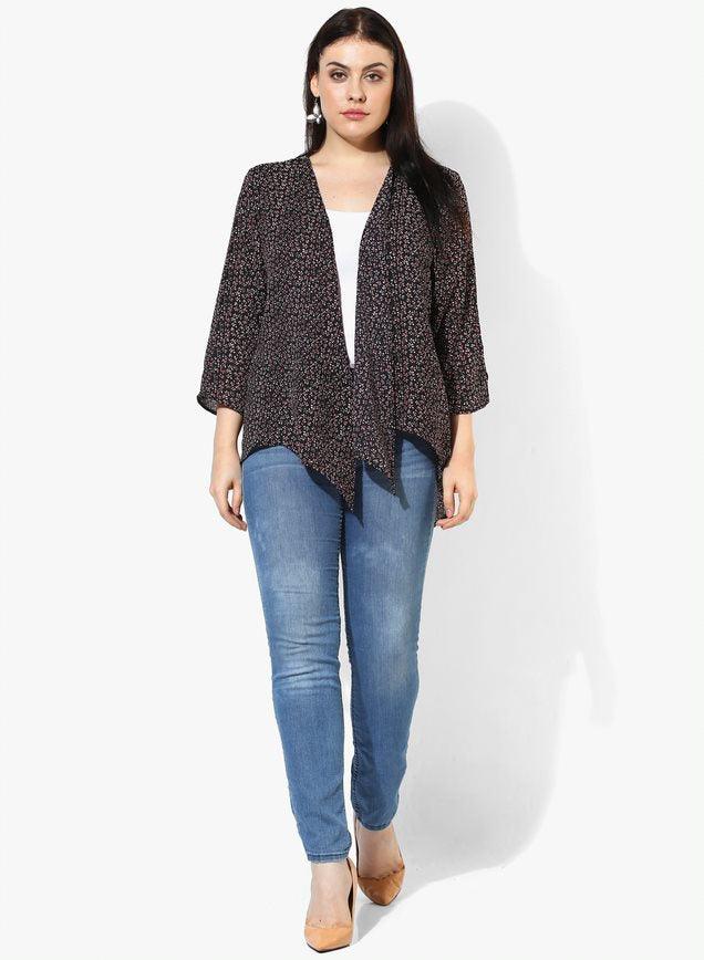 Qurvii Mosscrepe floral shrug - Qurvii India