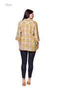 Qurvii Yellow plaid shirt - Qurvii India