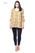 Qurvii Yellow plaid shirt - Qurvii India