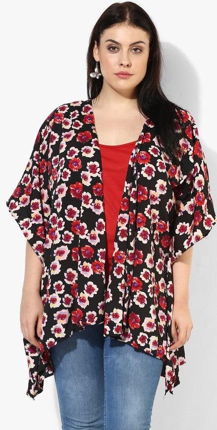 Qurvii Floral With Border Kaftan Shrug - Qurvii India