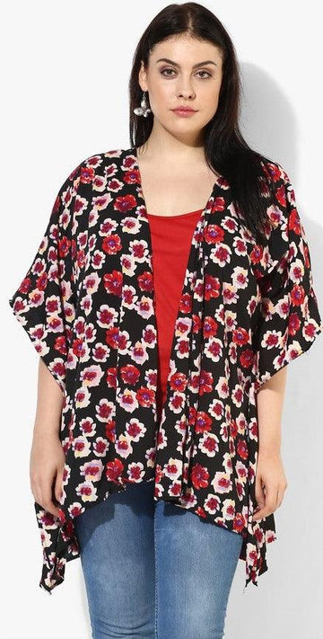 Qurvii Floral With Border Kaftan Shrug - Qurvii India