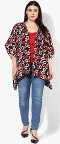 Qurvii Floral With Border Kaftan Shrug - Qurvii India