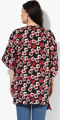 Qurvii Floral With Border Kaftan Shrug - Qurvii India