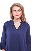 Qurvii Solid tunic v neck sequin - Qurvii India