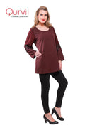 Qurvii Wine mix media tunic - Qurvii India