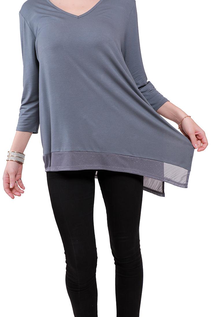 Qurvii Gray jersey asymetrical top - Qurvii India