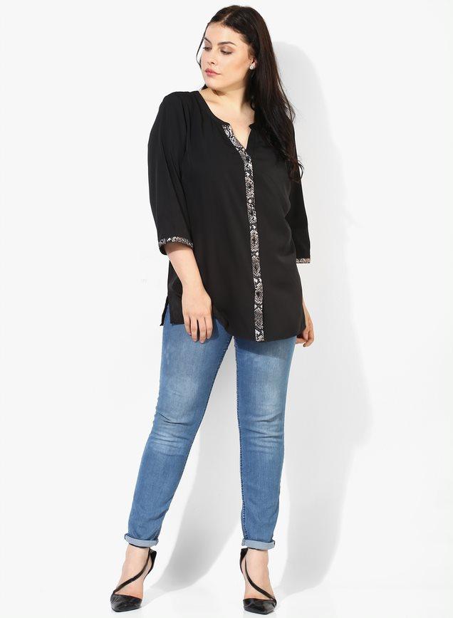 Qurvii Solid Crepe Shirt - Qurvii India
