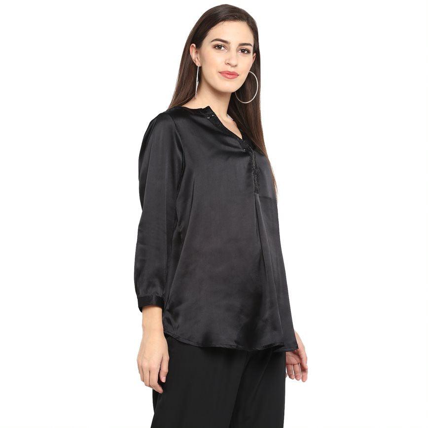 Qurvii Satin embellished top - Qurvii India