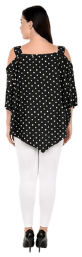 Qurvii Plus Size Women Black Polka Dot Print Top - Qurvii India