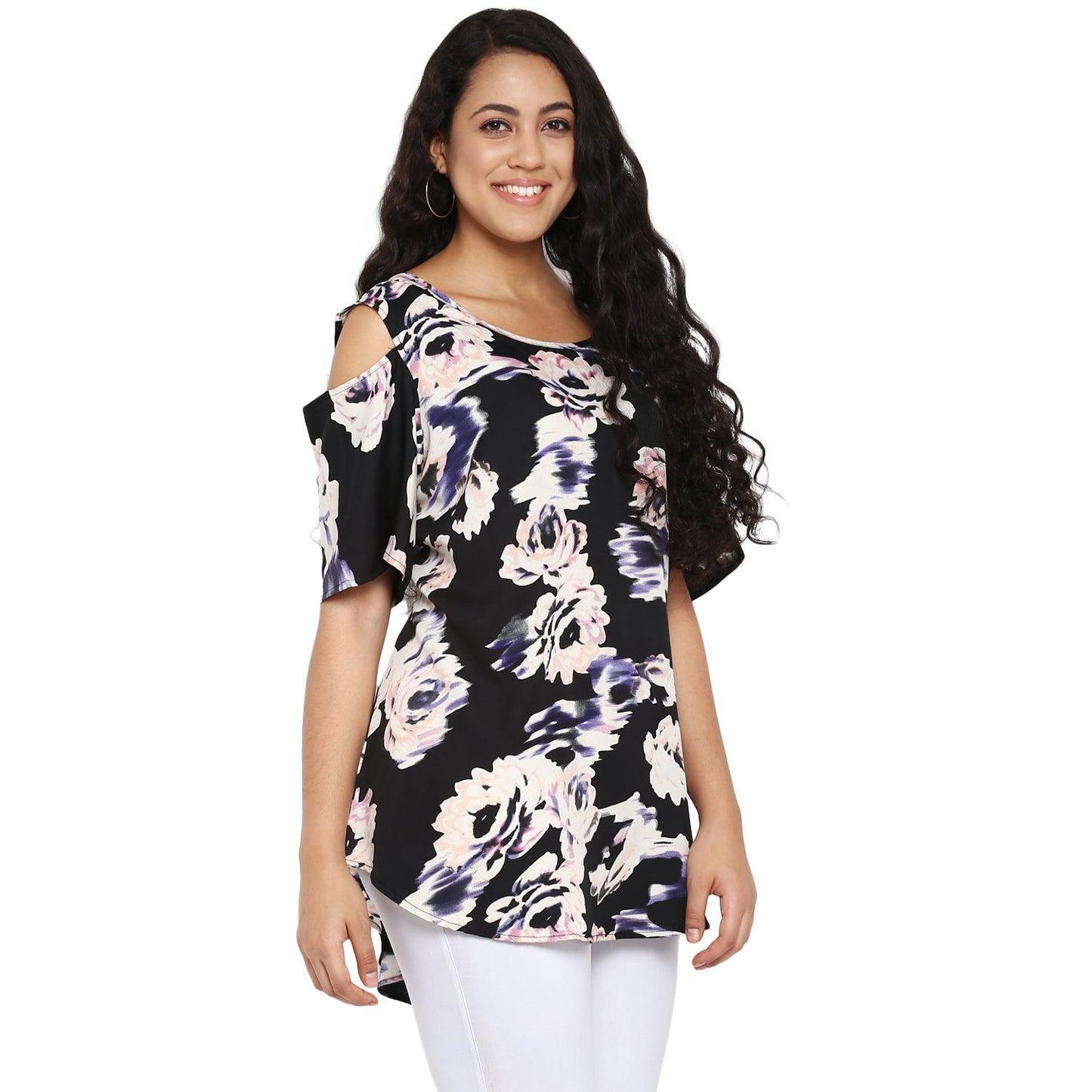 Qurvii Cold Shoulder Crepe Top - Qurvii India