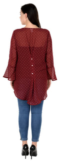 Qurvii Maroon White Polka Hi Lo Tunic - Qurvii India