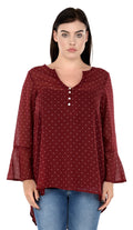 Qurvii Maroon White Polka Hi Lo Tunic - Qurvii India