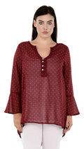 Qurvii Maroon White Polka Hi Lo Tunic - Qurvii India