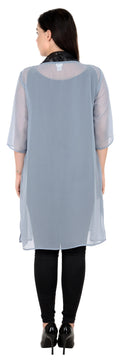 Qurvii Gray Georgette Duster - Qurvii India