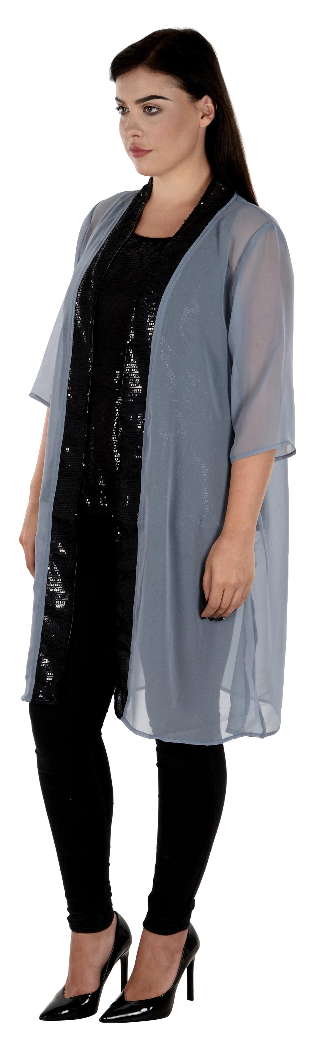 Qurvii Gray Georgette Duster - Qurvii India