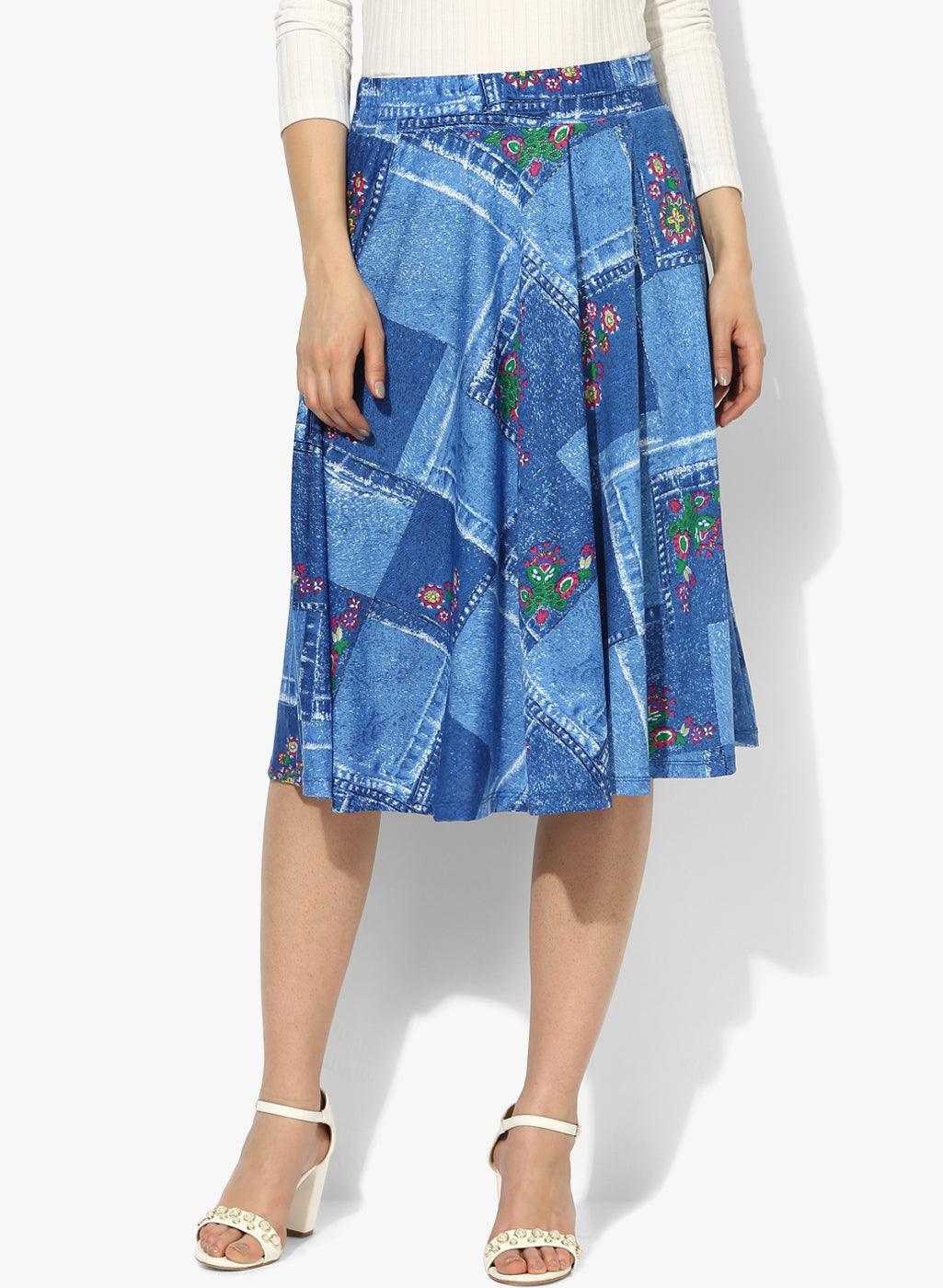 Qurvii Blue Lycra Skirt - Qurvii India