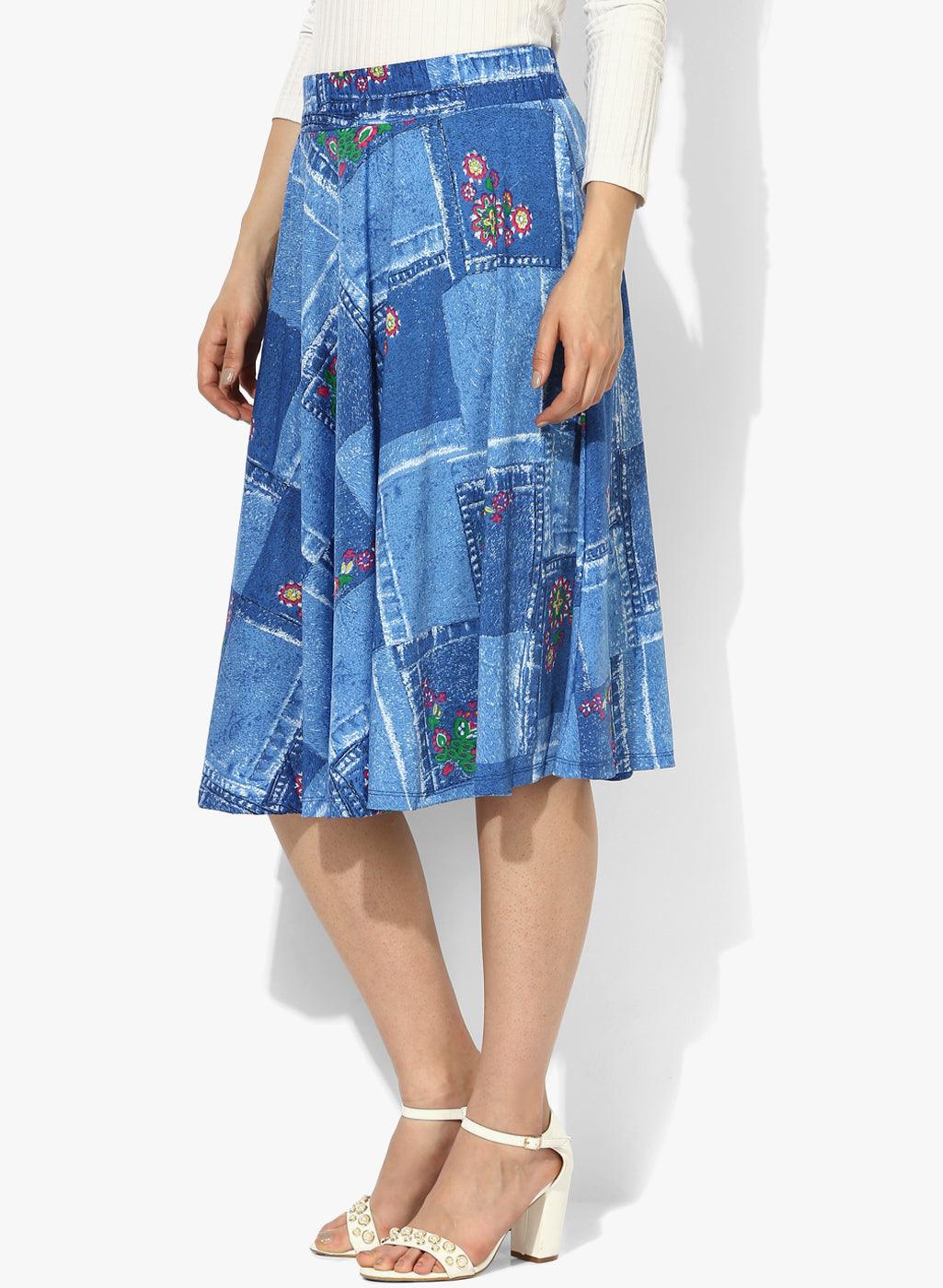 Qurvii Blue Lycra Skirt - Qurvii India