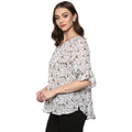 Qurvii Grey floral front gather top - Qurvii India