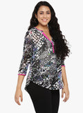 Qurvii Black animal print tunic - Qurvii India