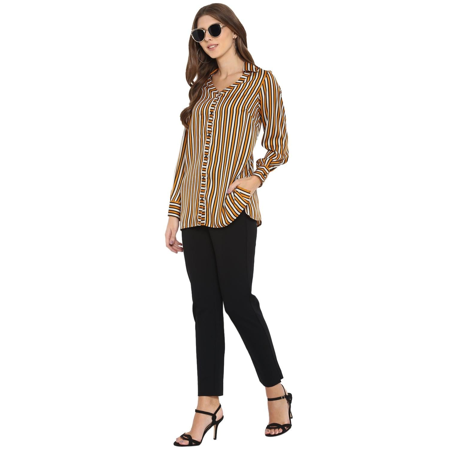 Qurvii Mustard stripe shirt - Qurvii India