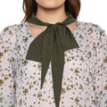 Qurvii Grey floral mosscrepe,oilve tie top - Qurvii India