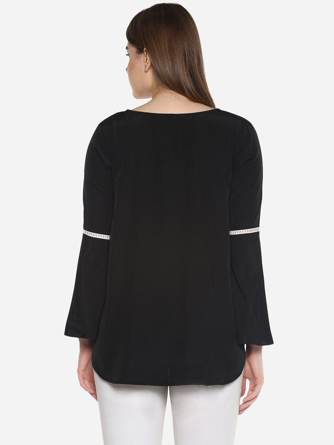 Qurvii Black crepe top - Qurvii India