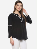 Qurvii Black crepe top - Qurvii India