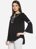 Qurvii Black crepe top - Qurvii India