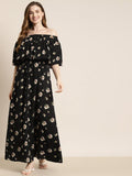 Qurvii Floral black dress - Qurvii India