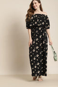 Qurvii Floral black dress - Qurvii India