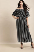 Qurvii Black stripe dress - Qurvii India